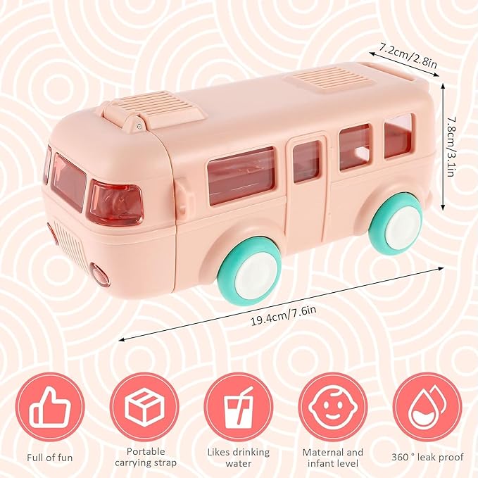Contemporary 2-in-1 Toy Bus for Kids with Water Bottle,Bus Shaped with Movable Wheels