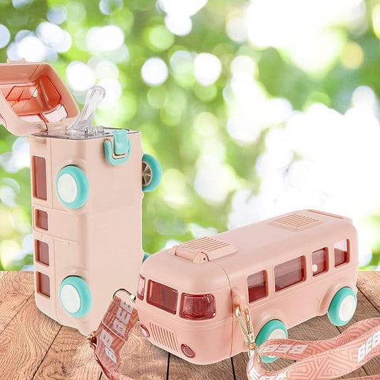Contemporary 2-in-1 Toy Bus for Kids with Water Bottle,Bus Shaped with Movable Wheels