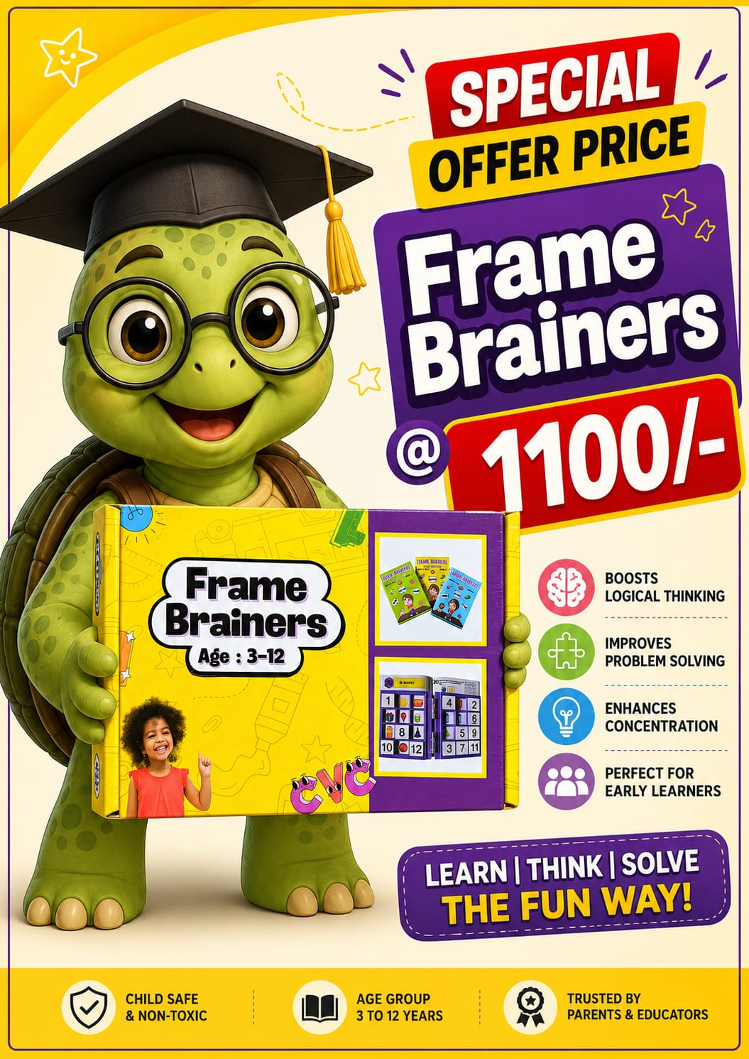 Frame Brainers Educational Puzzle Game | Brain Development Activity Kit for Kids (Age 3–12 Years)