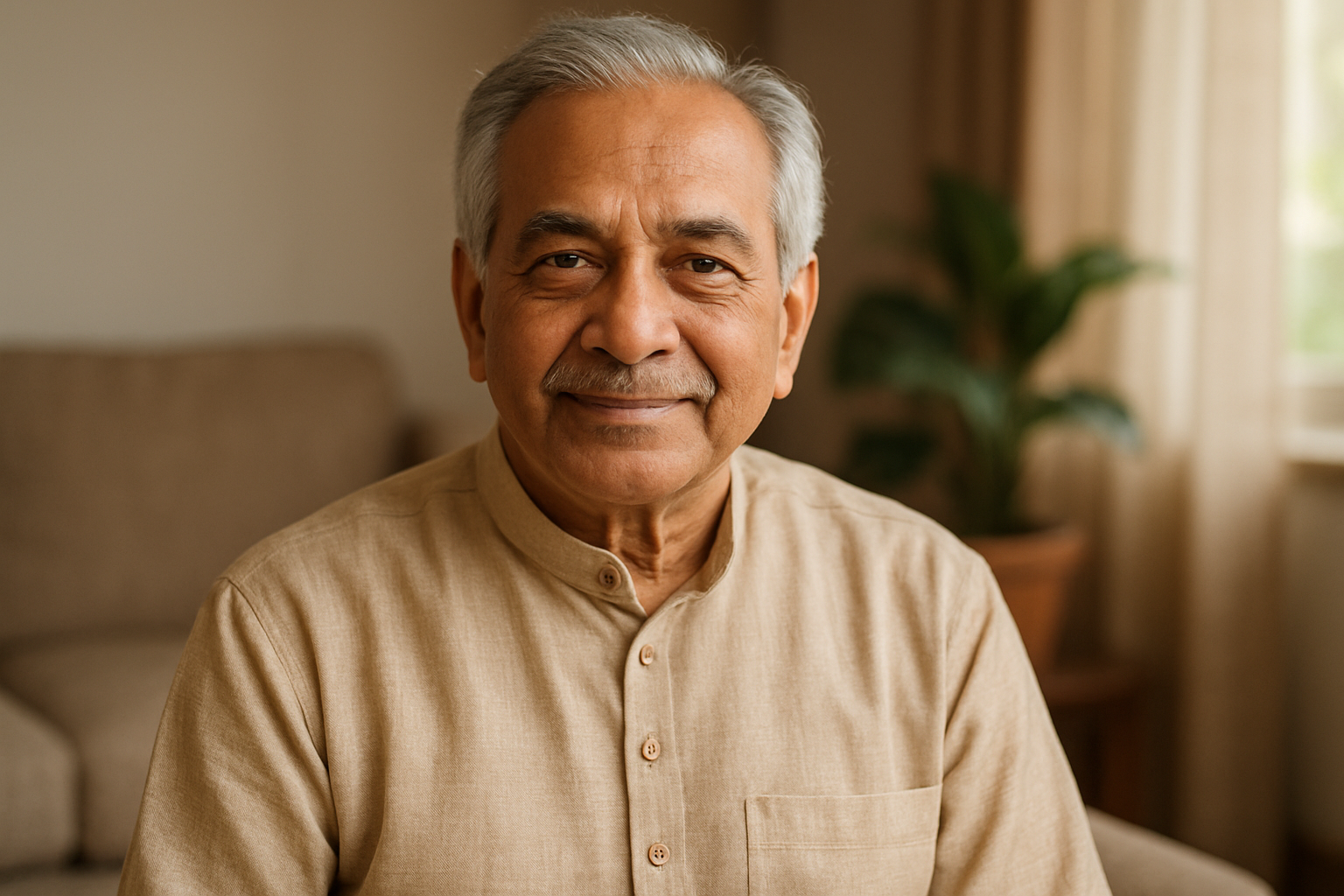 generate image of indian senior male named Dhruvit