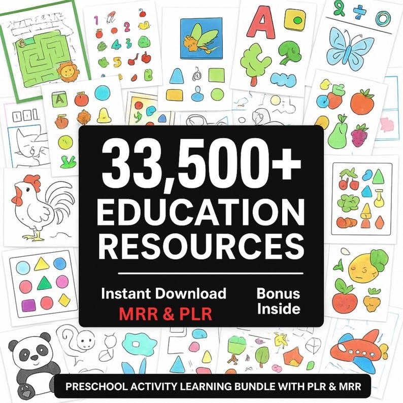 20,000+ Kids Printable Activity Pack | Preschool Learning Worksheets Bundle | Instant Digital Download